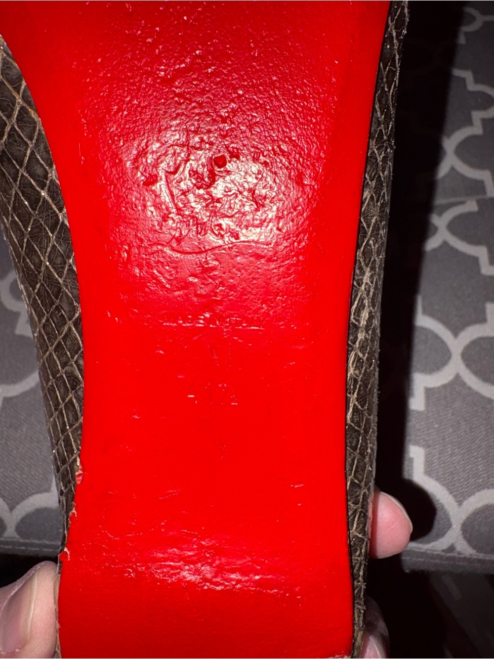 Gold Snakeskin Louboutin Flats 41.5 more like 9 to 9.5 Narrow sizing. - Picture 7 of 12